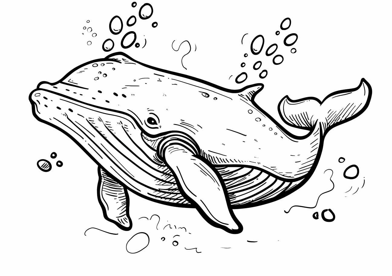 Whale Coloring Pages, Whale swimming under water