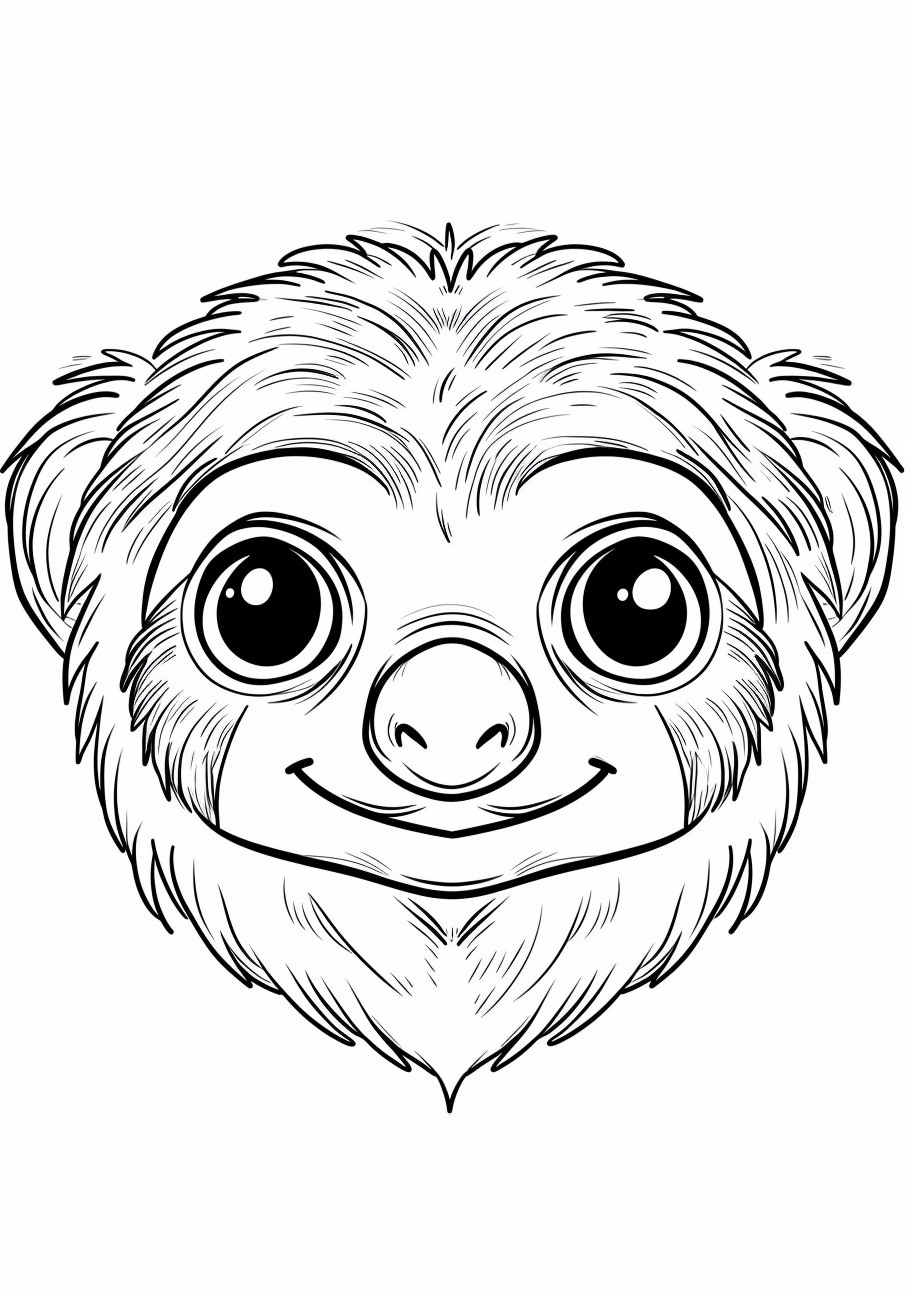 Sloth Coloring Pages, Face of Sloth