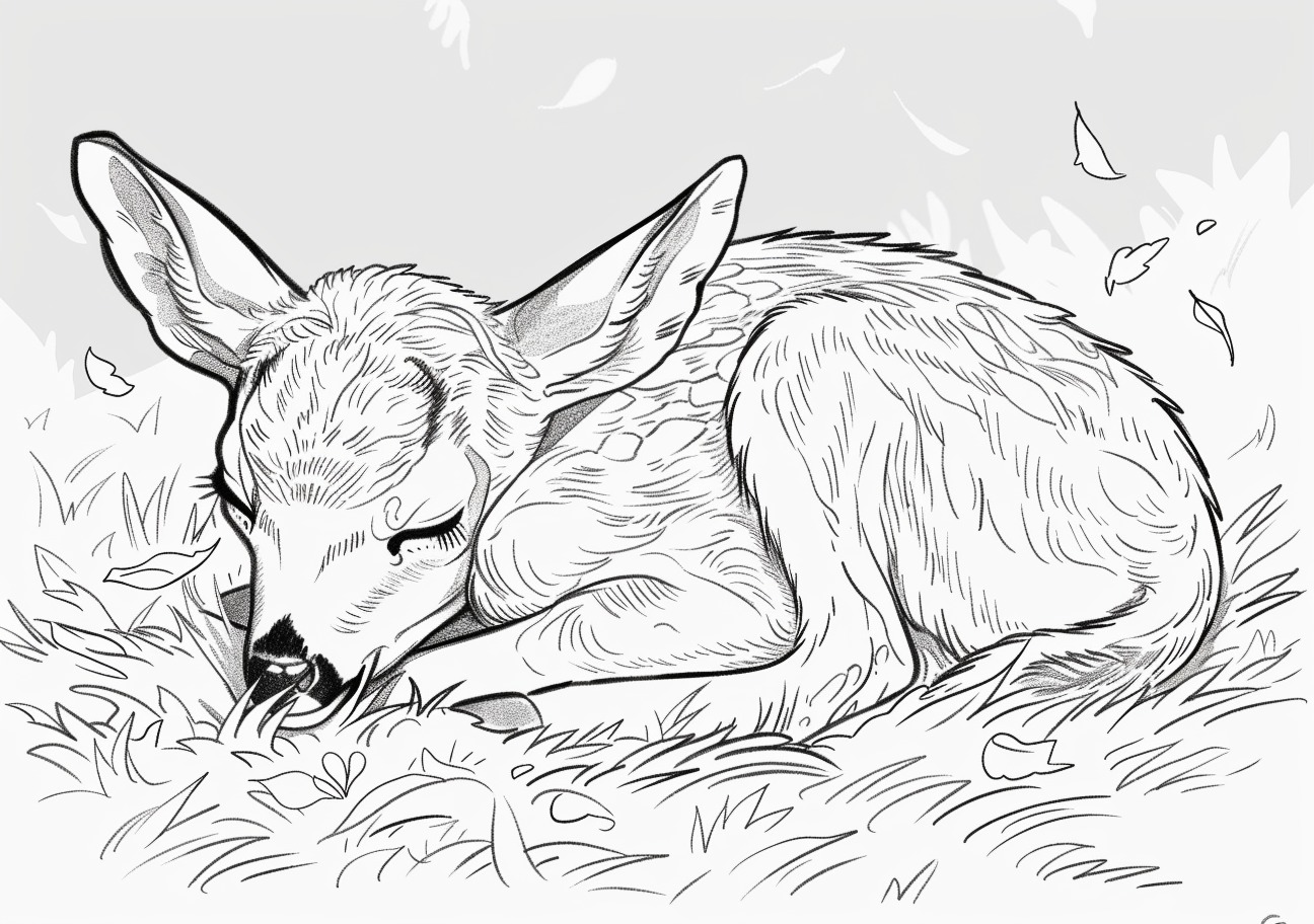 Baby Deer Coloring Pages, Baby Deer are sleeping