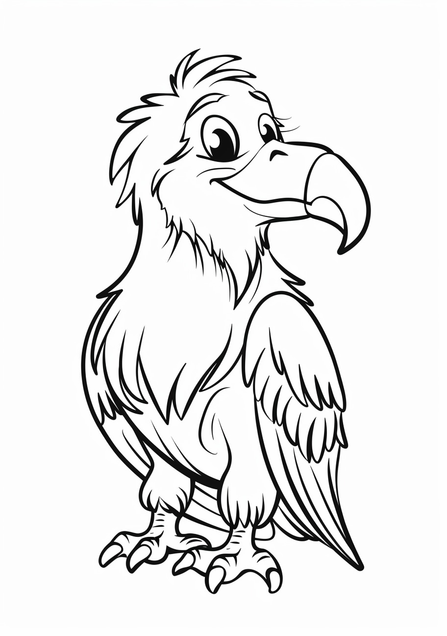 Eagle Coloring Pages, Smiling cartoon eagle