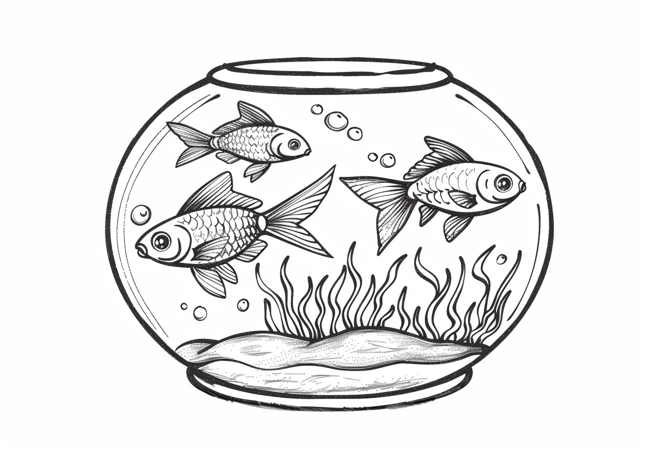 Goldfish Coloring Pages, Goldfish in aquarium