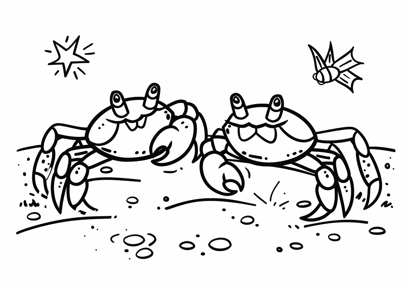 Crabs Coloring Pages, Two cartoon crabs