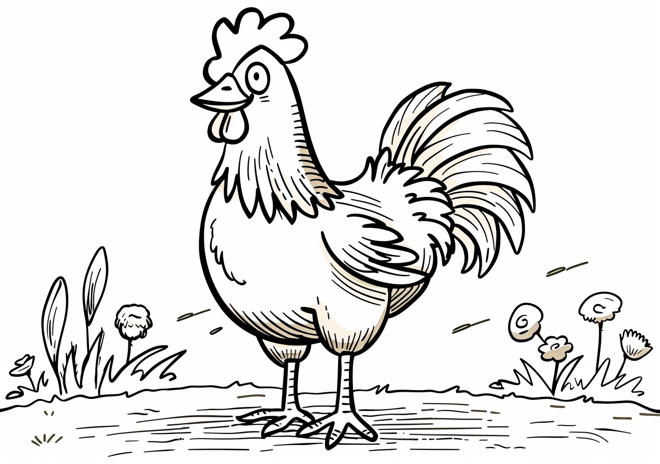 Rooster Coloring Pages, Cartoon rooster