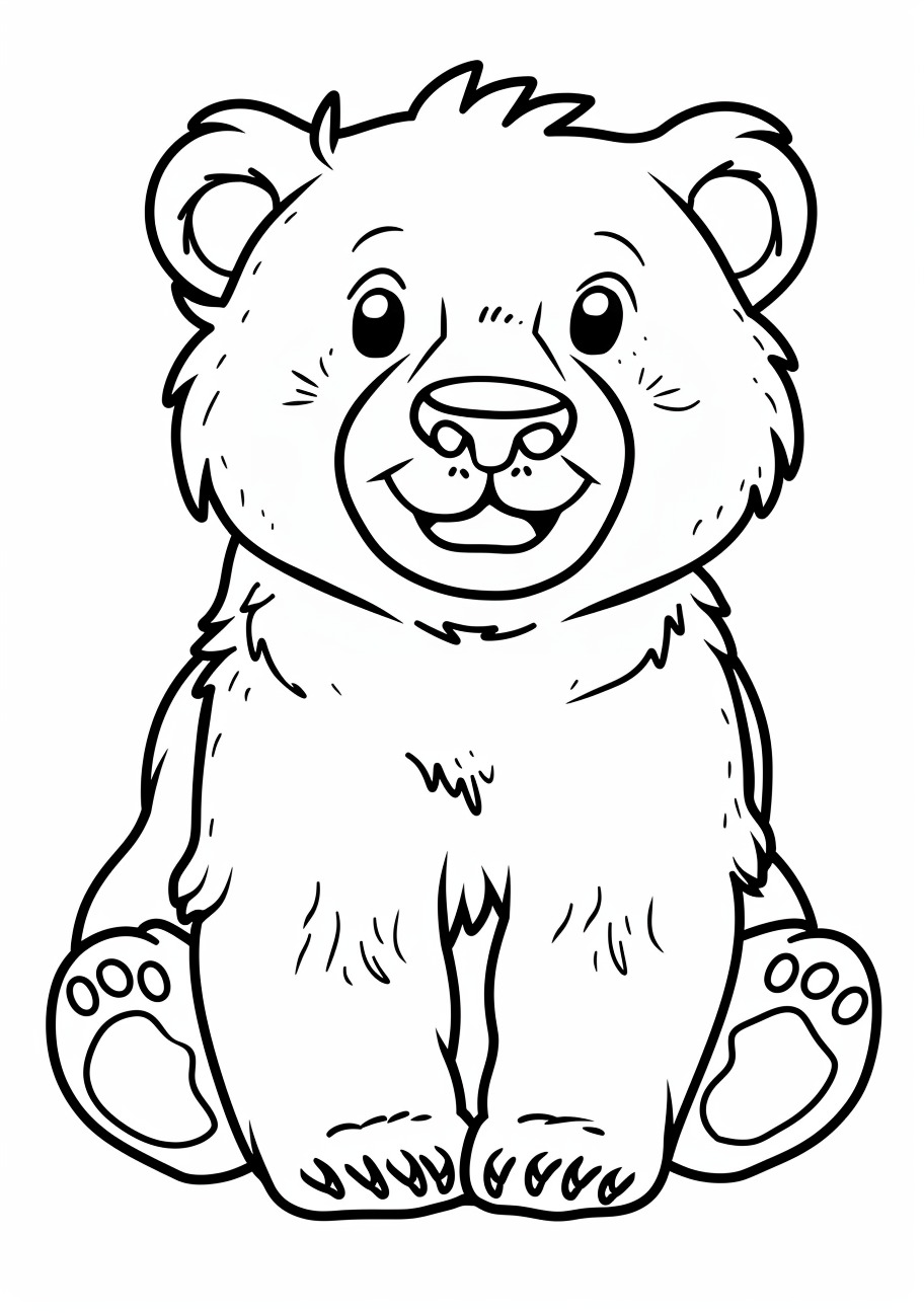 Grizzly bear Coloring Pages, Cute grizzly bear