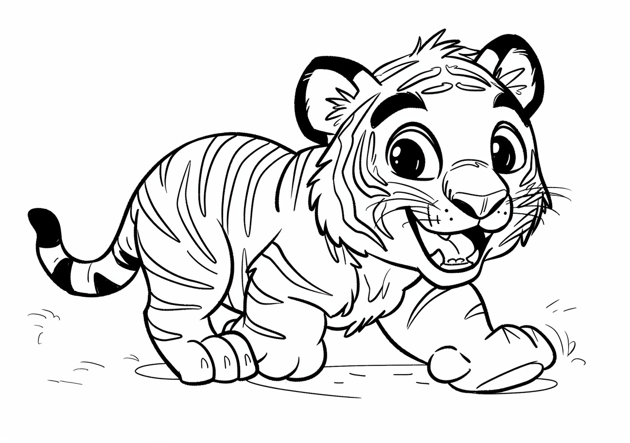 Tiger Coloring Pages, Happy tiger