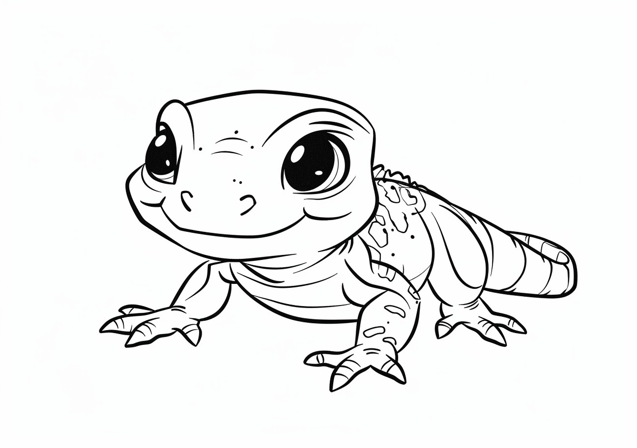 Lizard Coloring Pages, Kawaii