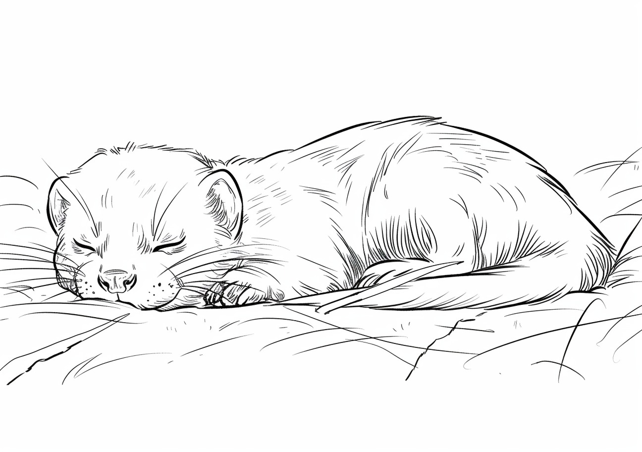 Ferret Coloring Pages, Ferret sleeping