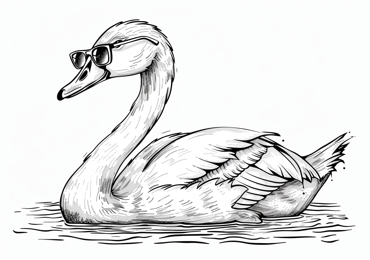 Swan Coloring Pages, Swan with glasses