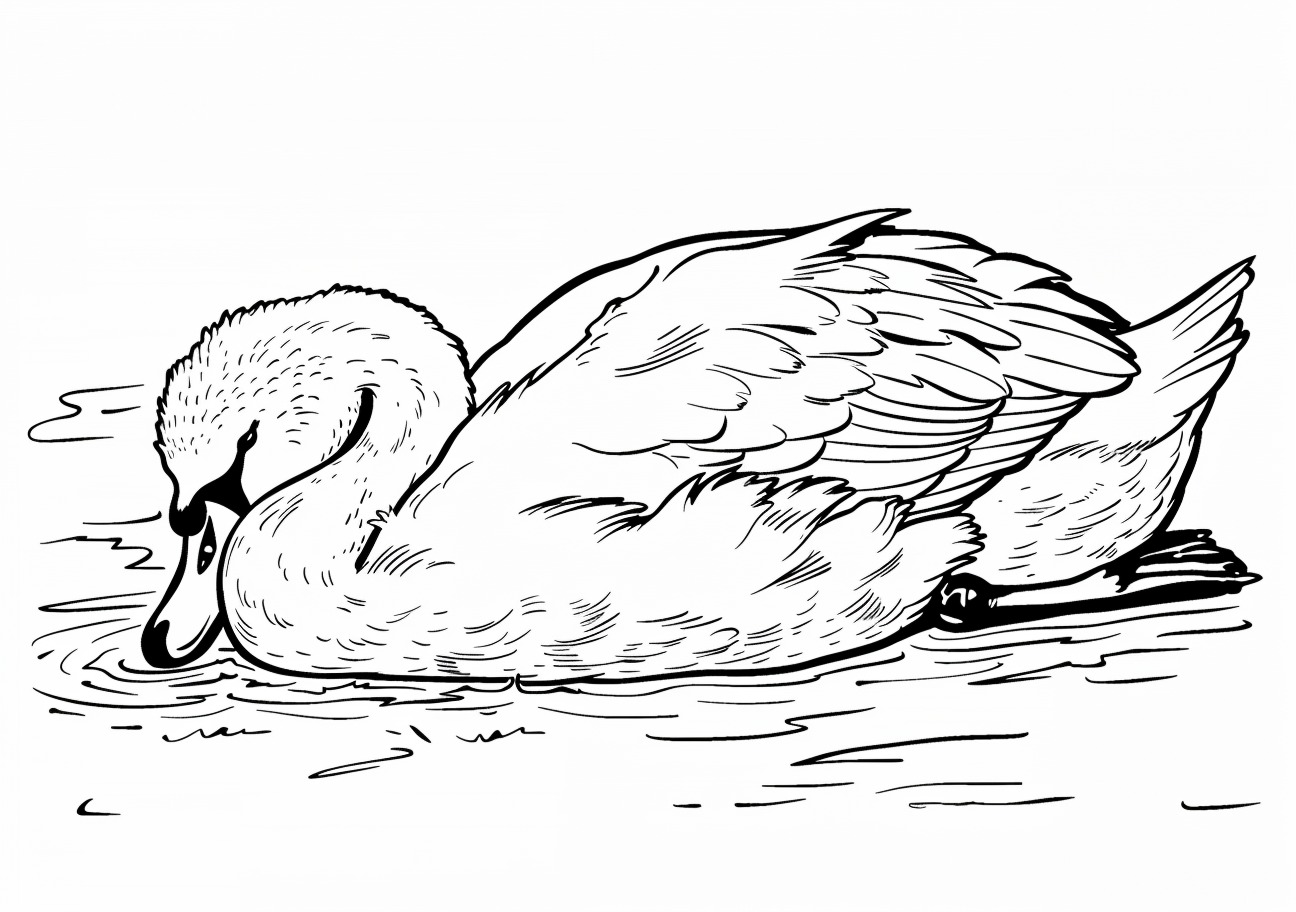 Swan Coloring Pages, Sad swan