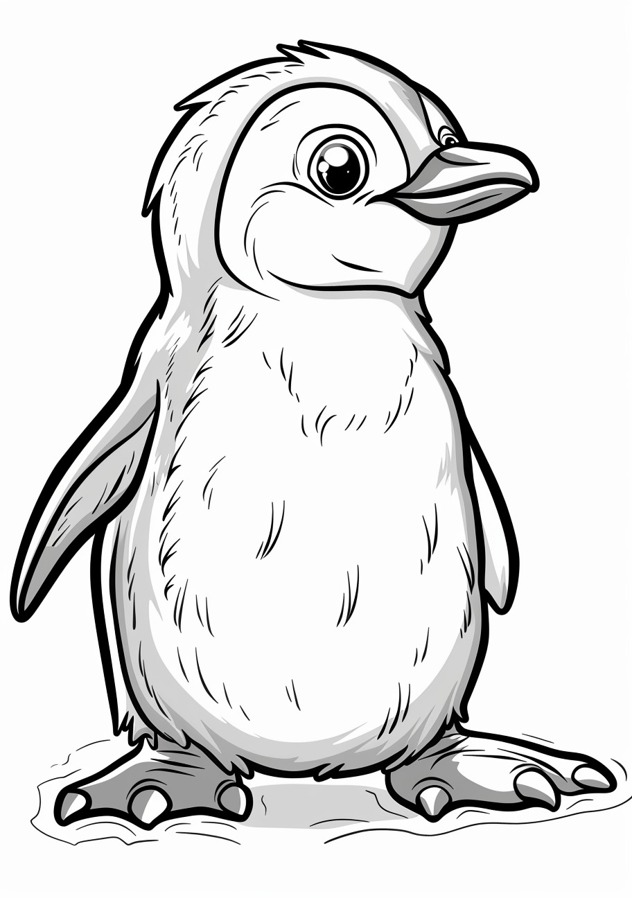 Ocean Coloring Pages, Cartoon emperor penguin