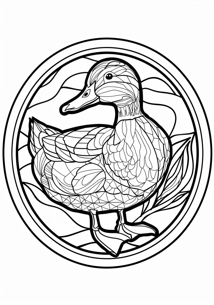 Ducks Coloring Pages, Duck mandala