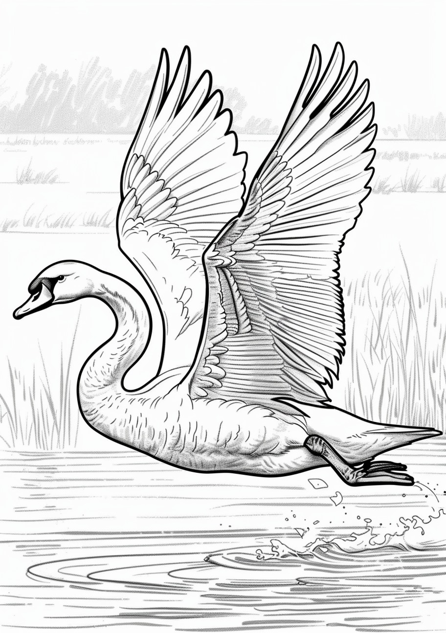 Swan Coloring Pages, Swan fly