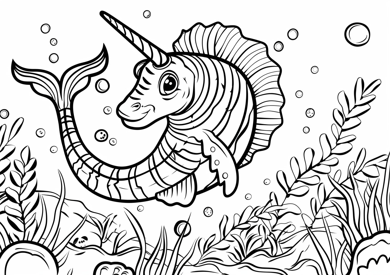 Aquatic Animals Coloring Pages, Smiling sea horse