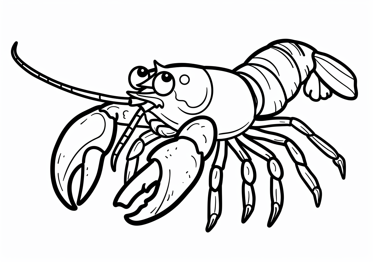 Sea animals Coloring Pages, Cartoon lobster