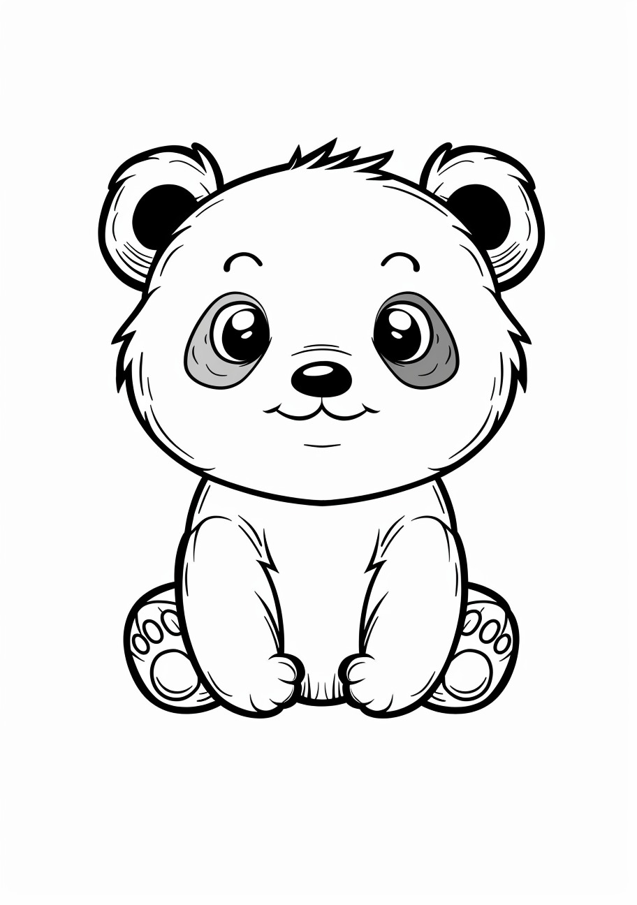 Panda Coloring Pages, Kawaii panda