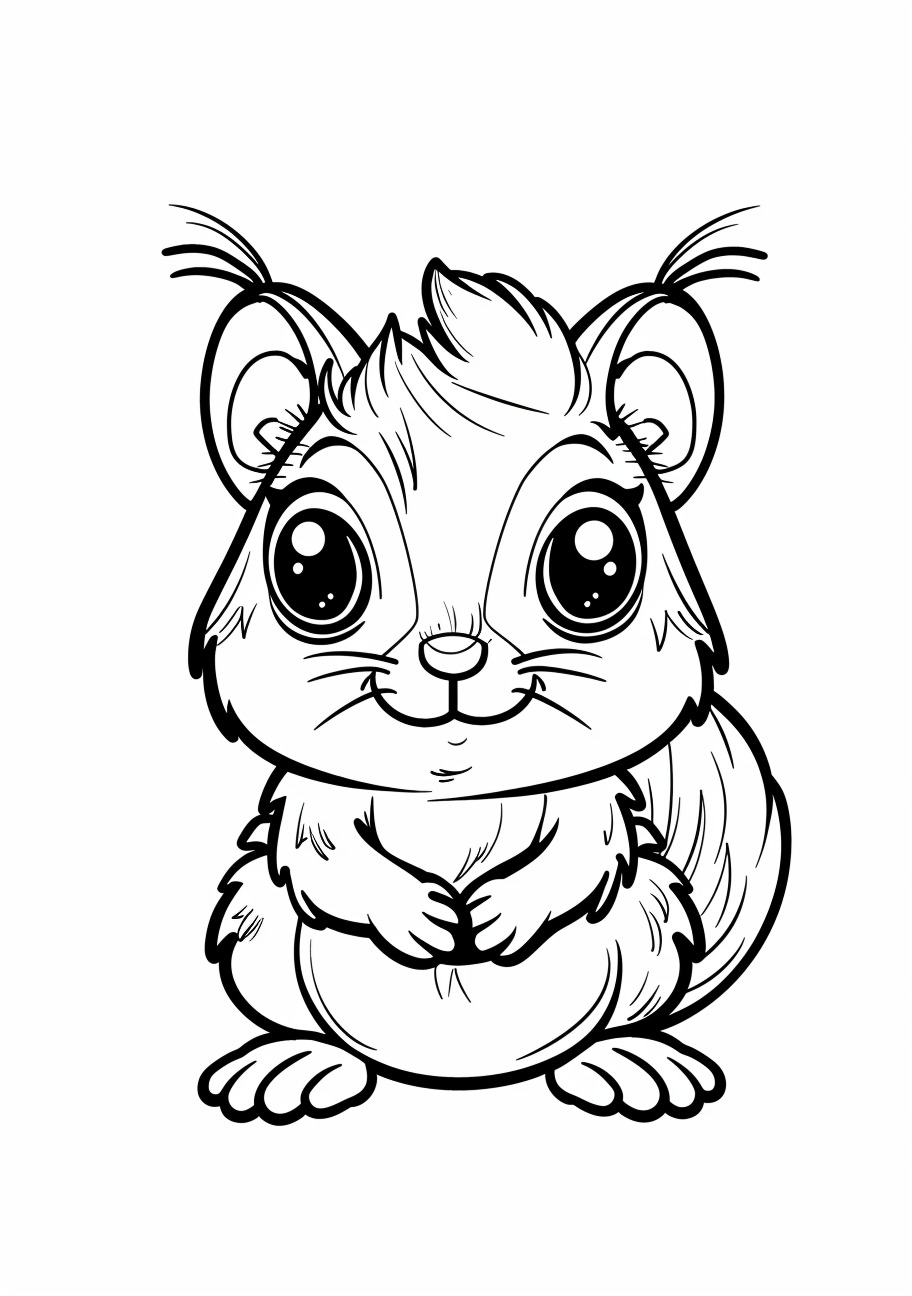 Squirrel Coloring Pages, Kawaii squirrel