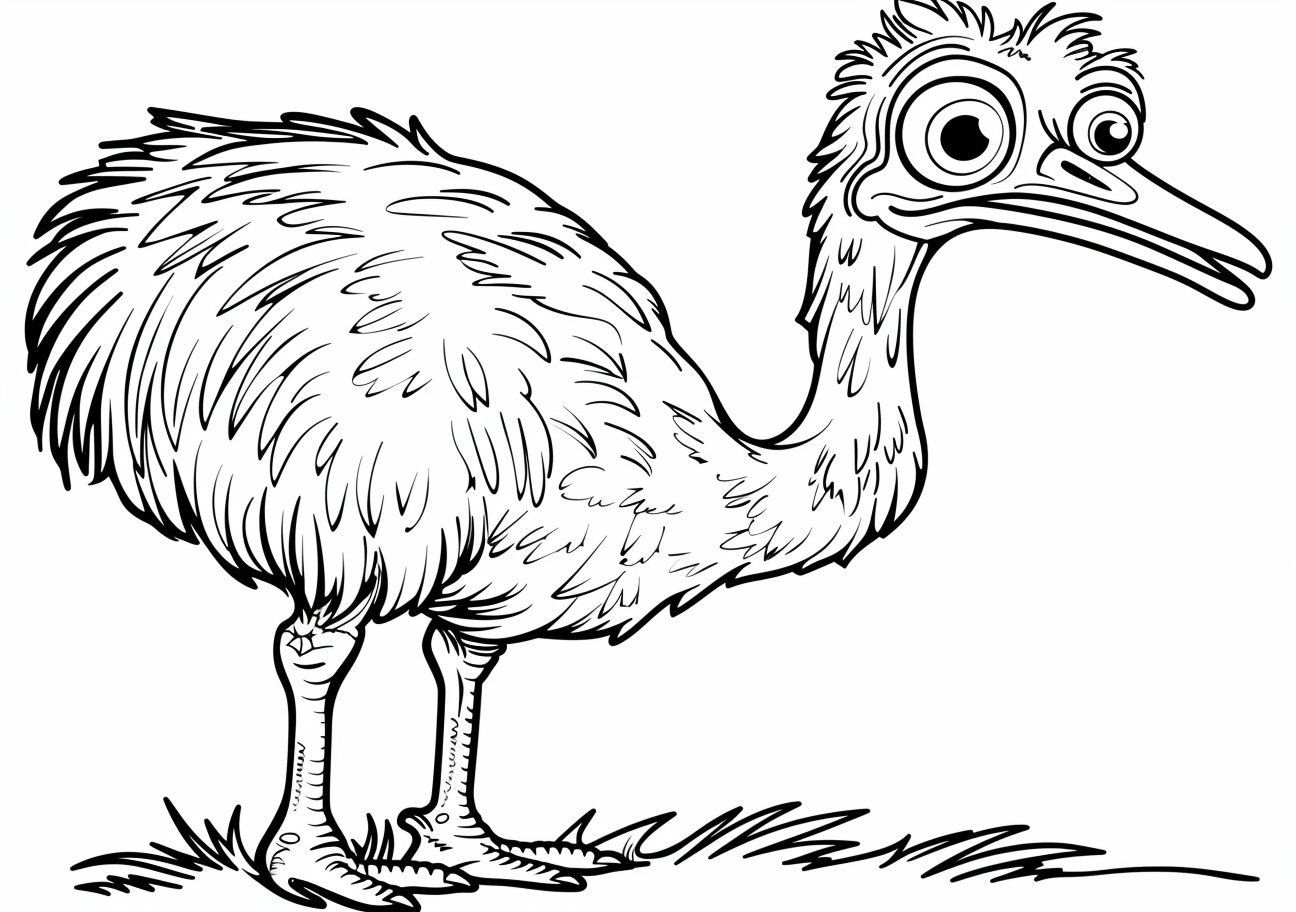 Ostrich Coloring Pages, Funny cartoon ostrich