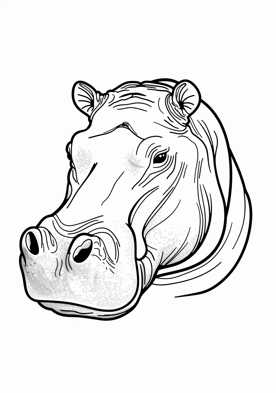 Hippo Coloring Pages, Hippo face