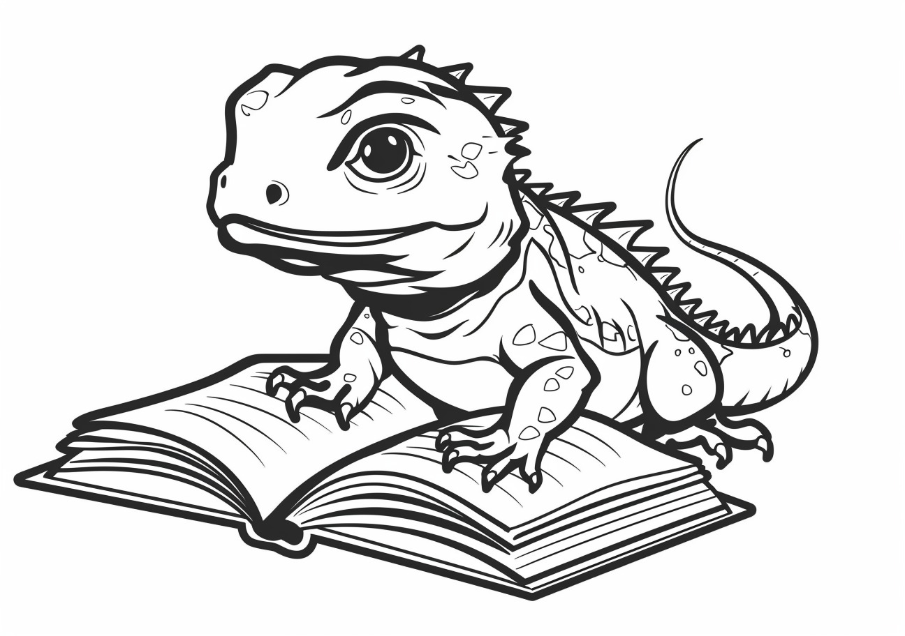 Lizard Coloring Pages, Lizard read book