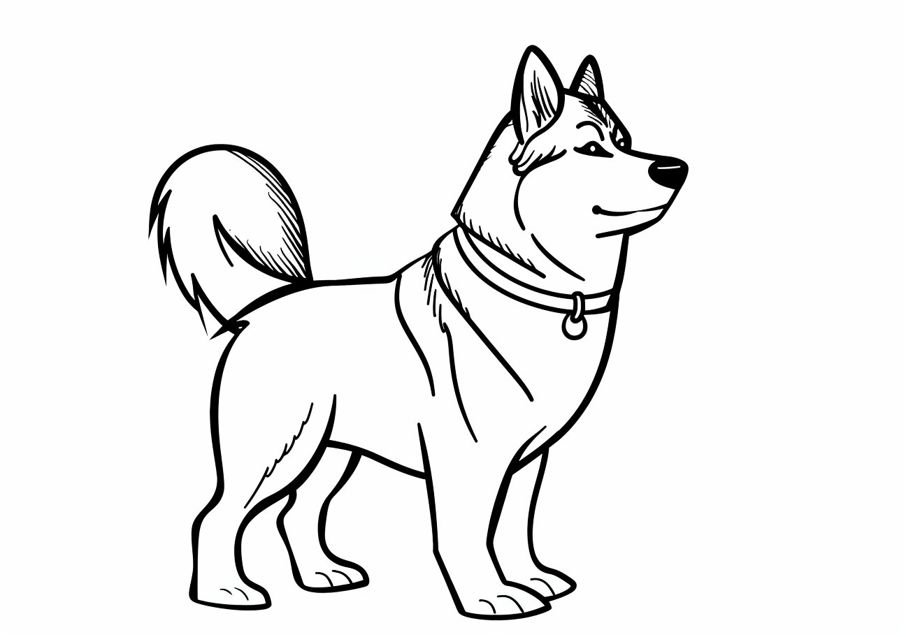 Husky Coloring Pages, Simple 1 line model Husky