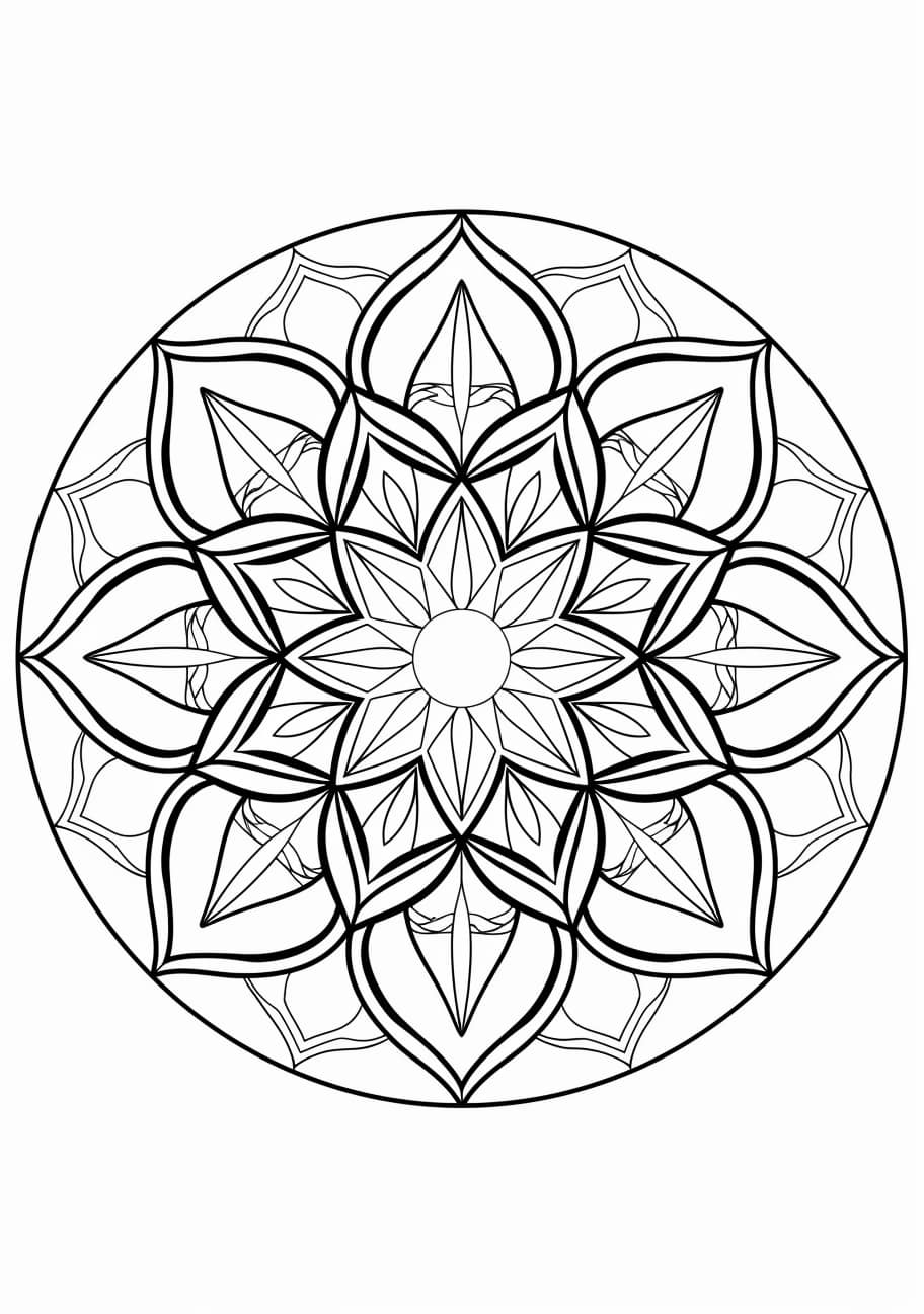 Geometric Mandala Coloring Pages, Beautiful mandala in a circle