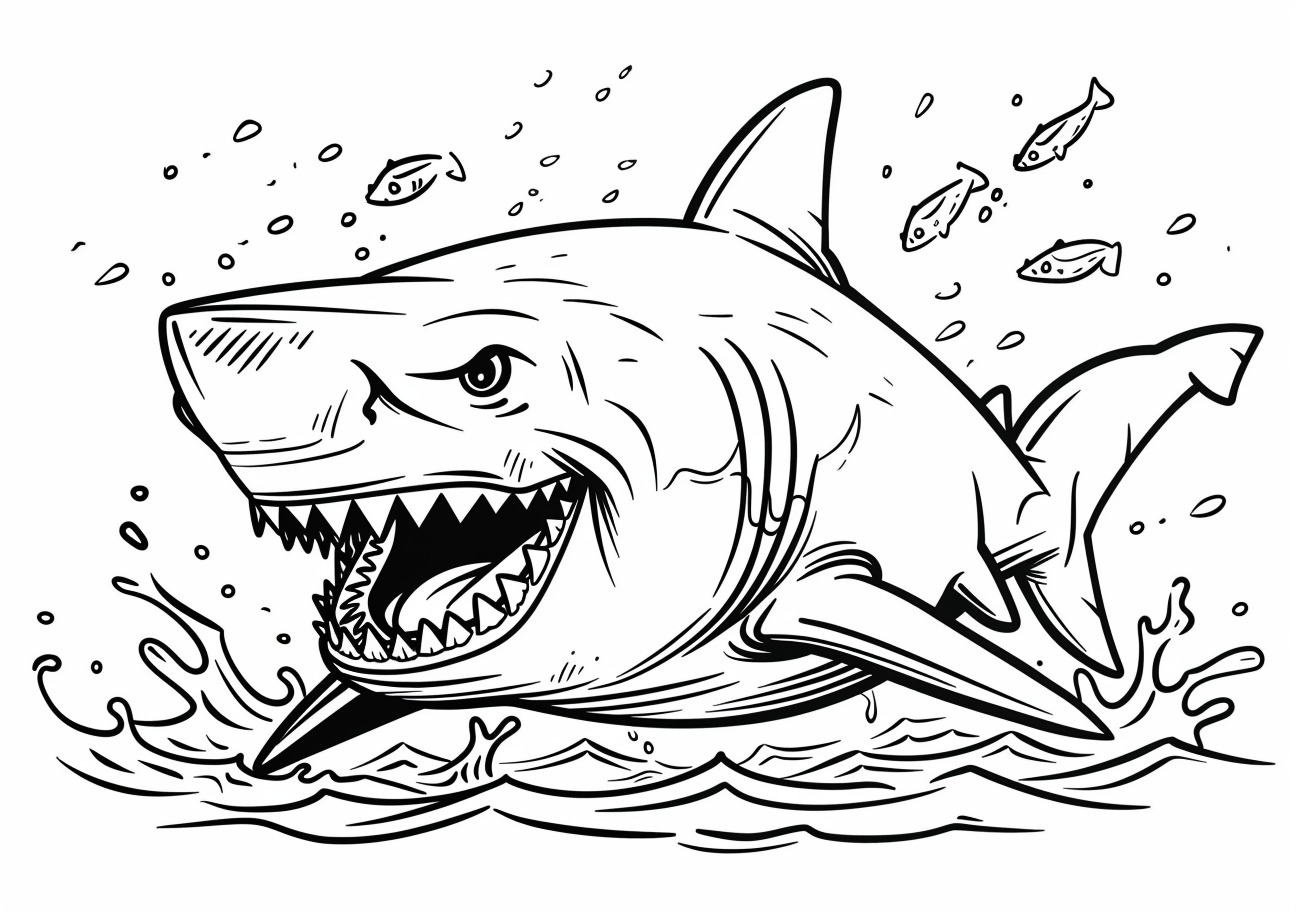 Shark Coloring Pages, Angry shark