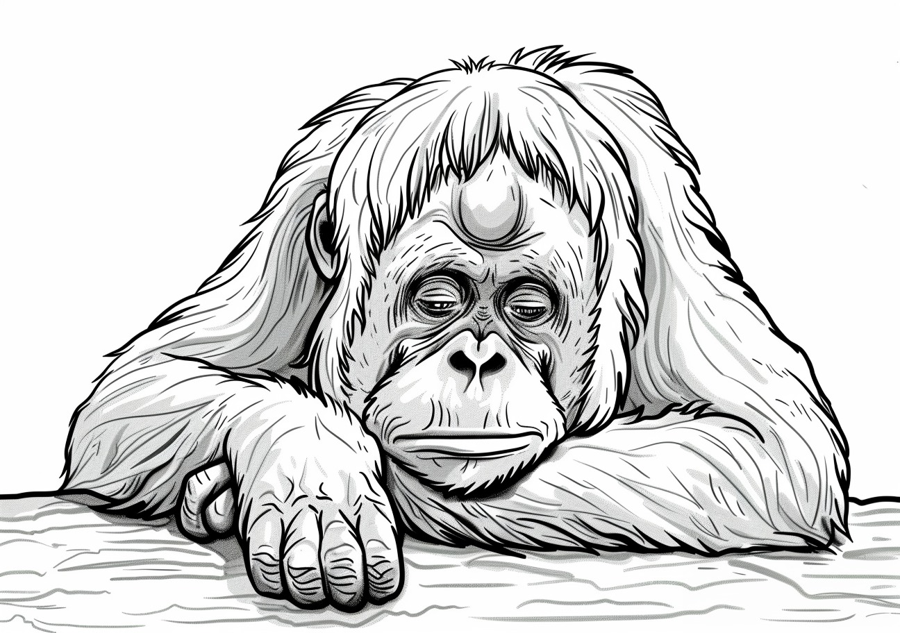 Orangutan Coloring Pages, Orangutan sad