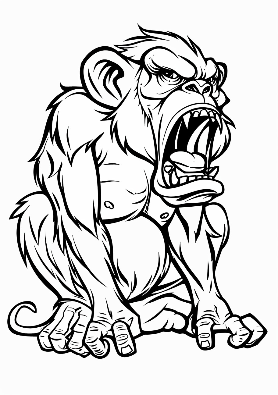 Monkeys Coloring Pages, Angry monkey