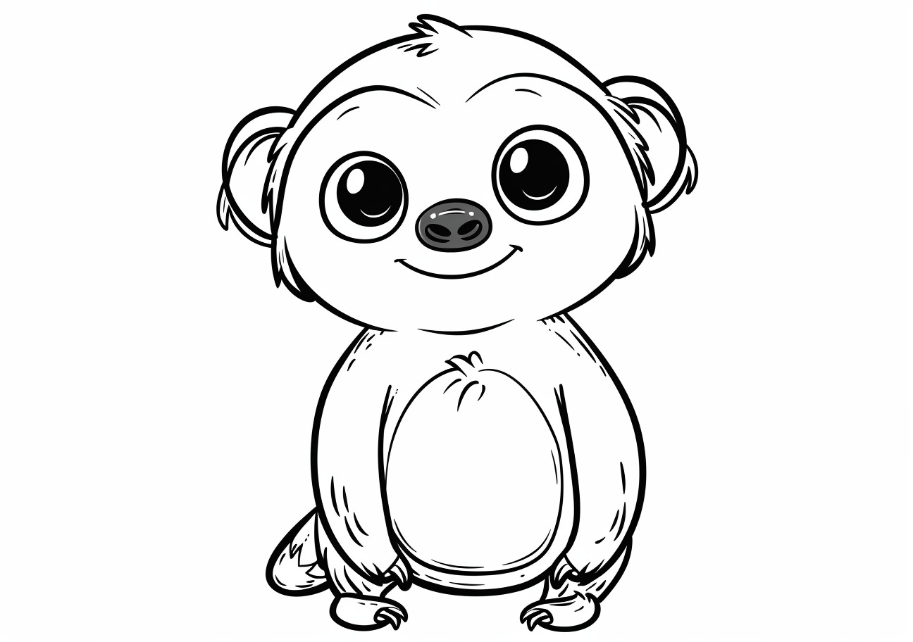 Sloth Coloring Pages, Cartoon child Sloth