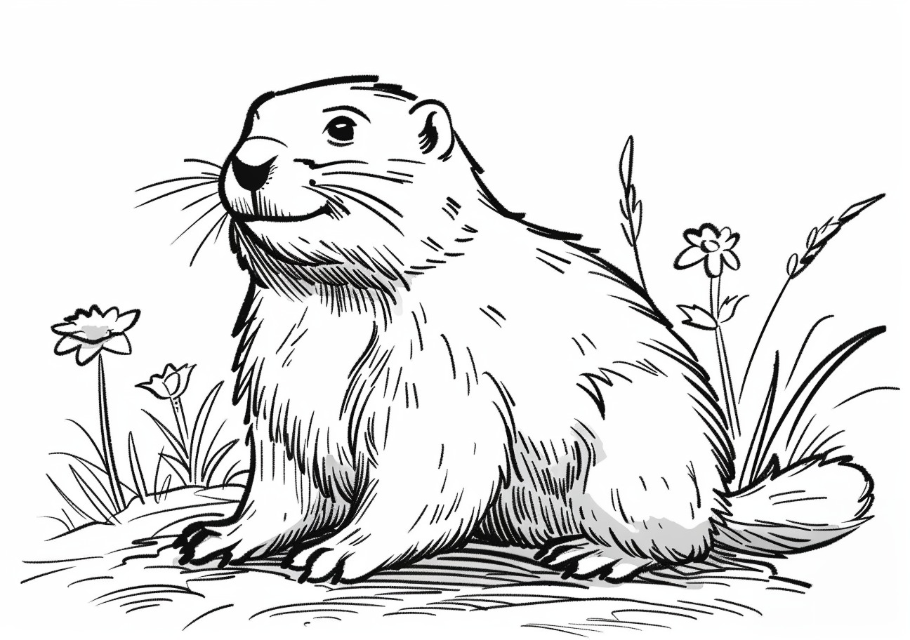 Groundhog Coloring Pages, Smiling groundhog