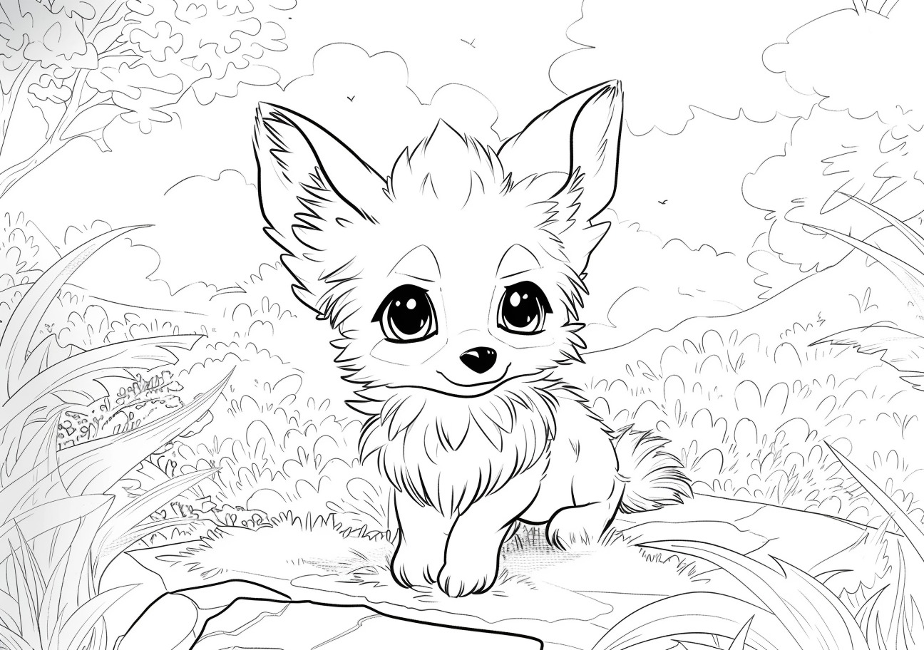 Cute Fox Coloring Pages, Child Cute Fox