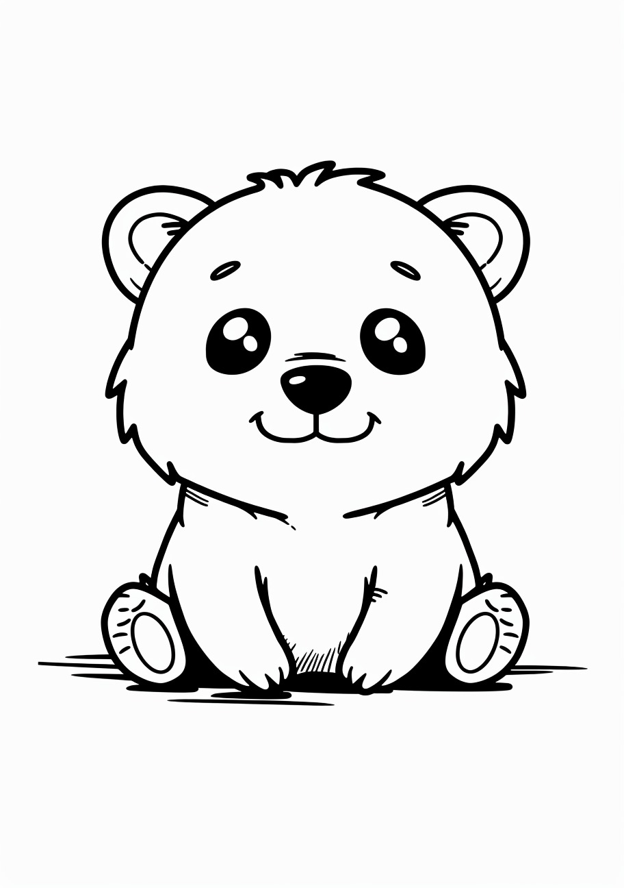 Bear Coloring Pages, Bear in kawaii style