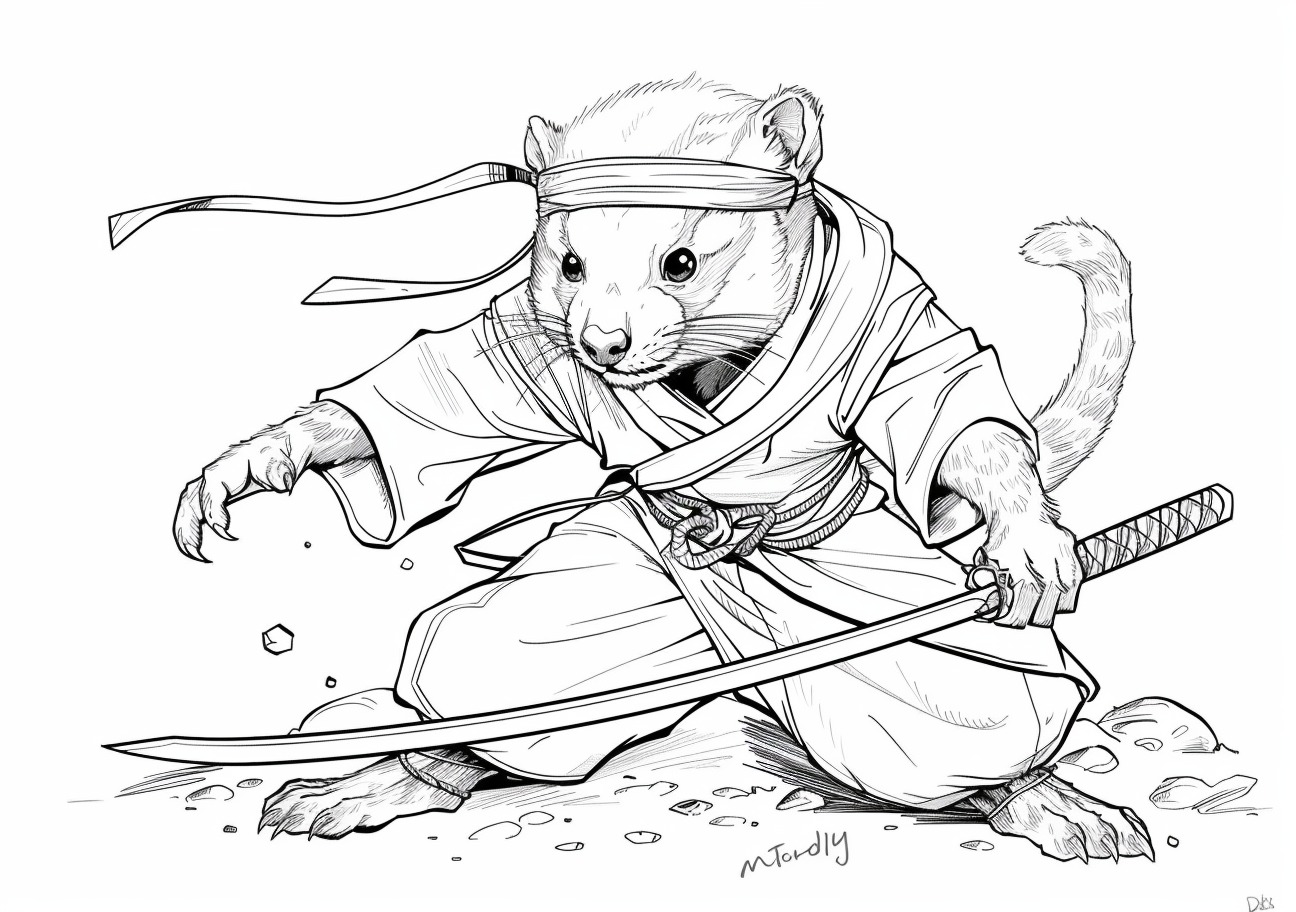 Ferret Coloring Pages, Ferret ninja