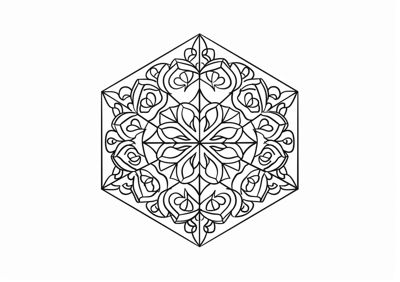 Geometric Mandala Coloring Pages, hexagon mandala