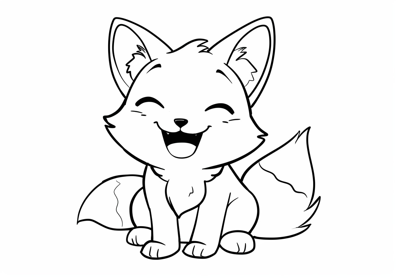 Cute Fox Coloring Pages, Happy Cute Fox