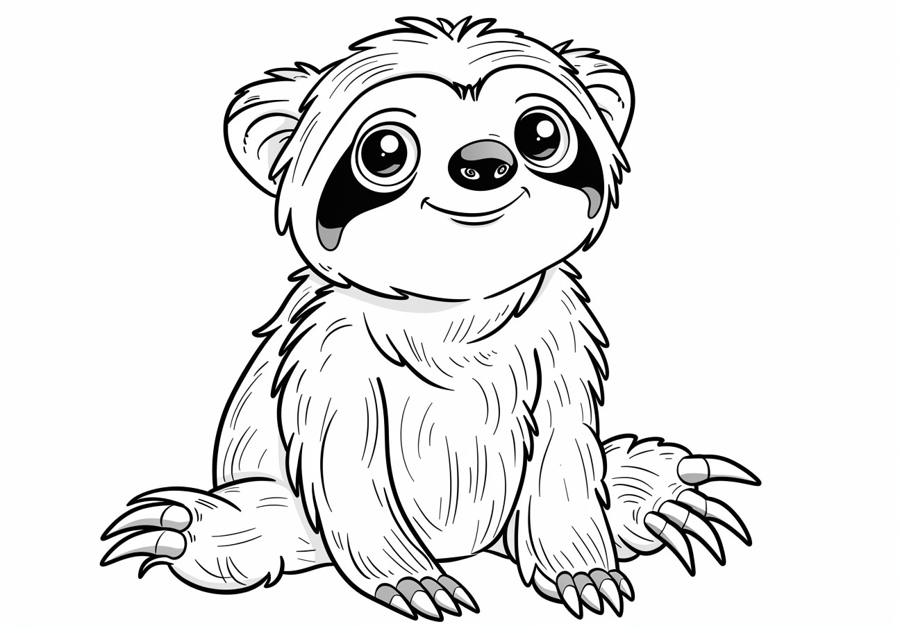 Sloth Coloring Pages, Cartoon Sloth