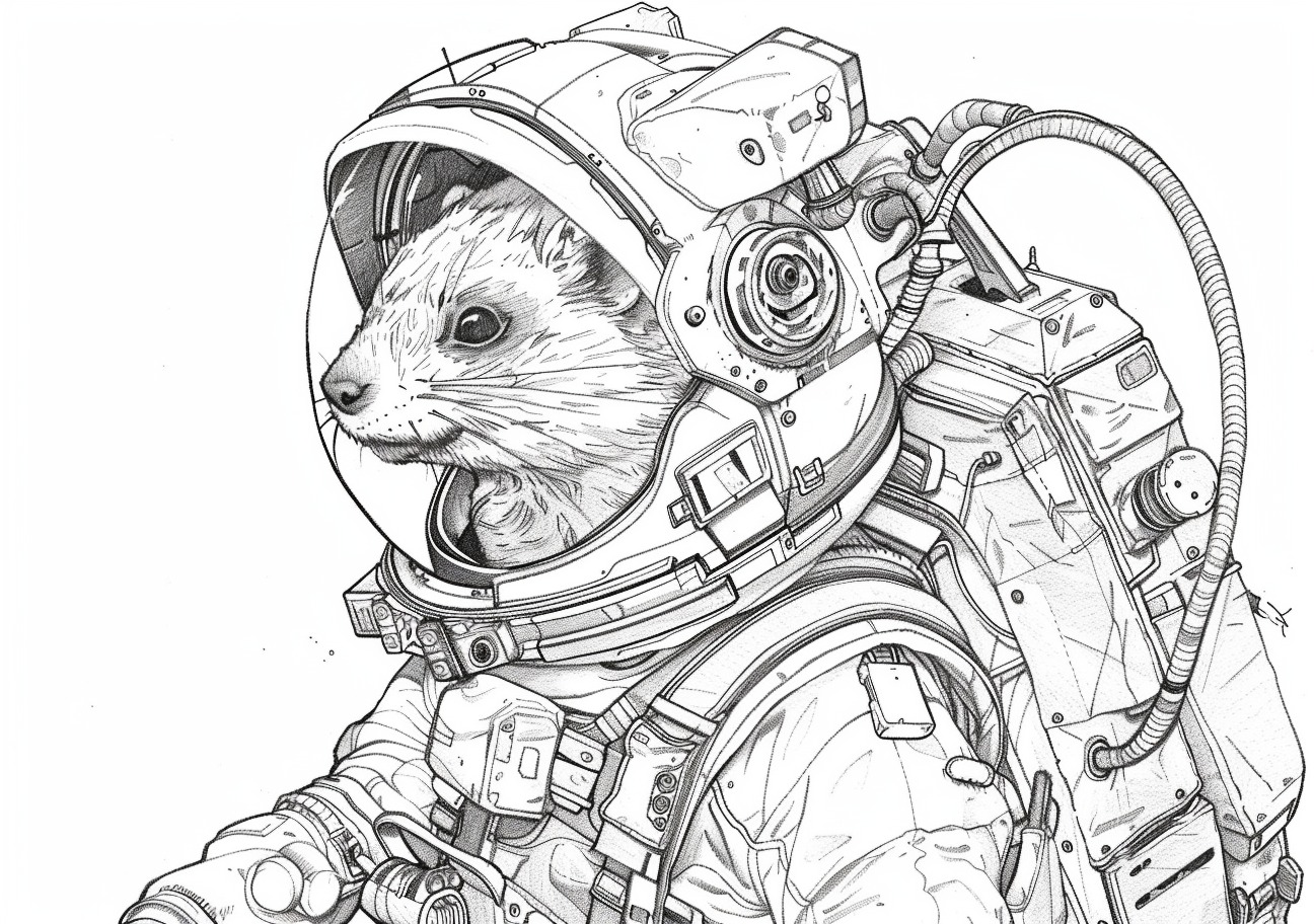 Ferret Coloring Pages, Ferret astronaut