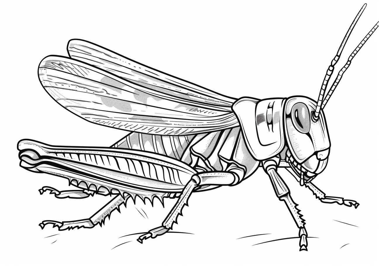 Insects Coloring Pages, Cartoon grasshopper