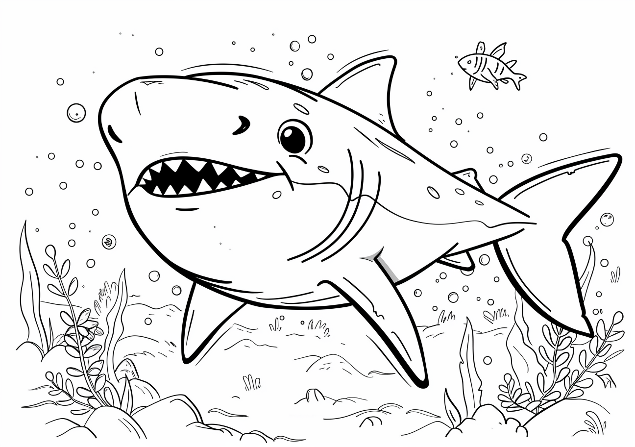 Сute animals Coloring Pages, Cute shark