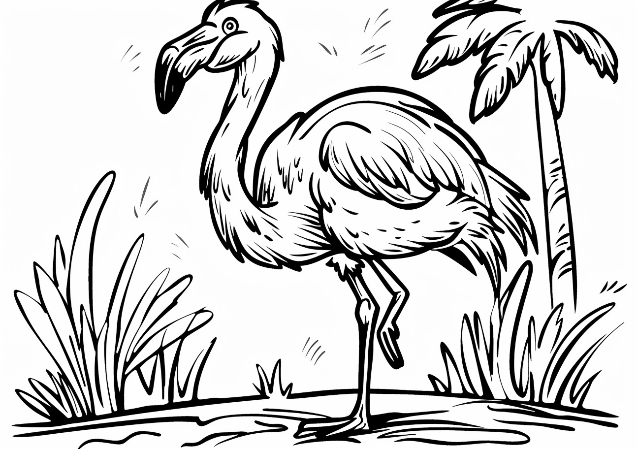 Flamingos Coloring Pages, Cartoon flamingo