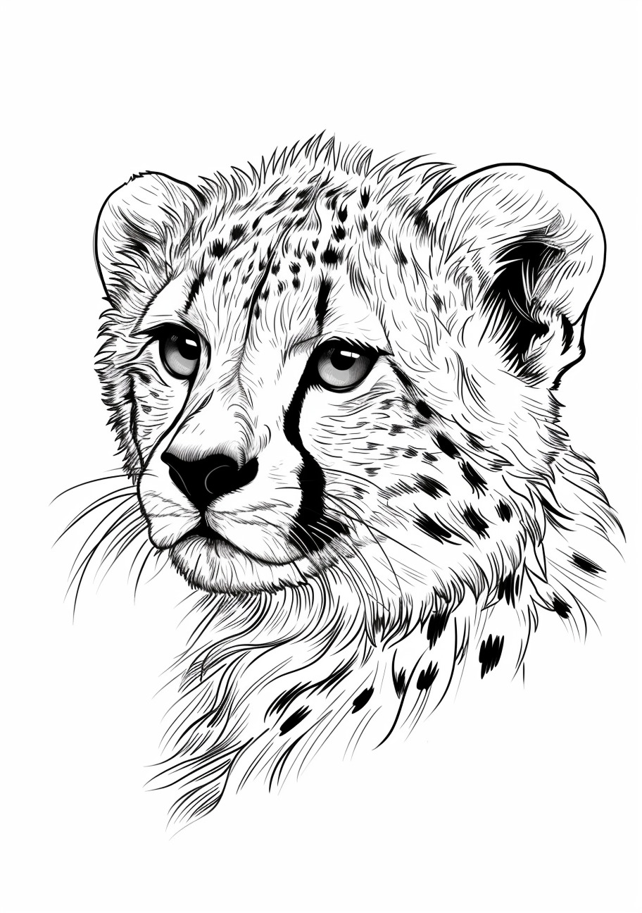 Cheetah Coloring Pages, Cheetah realistic face