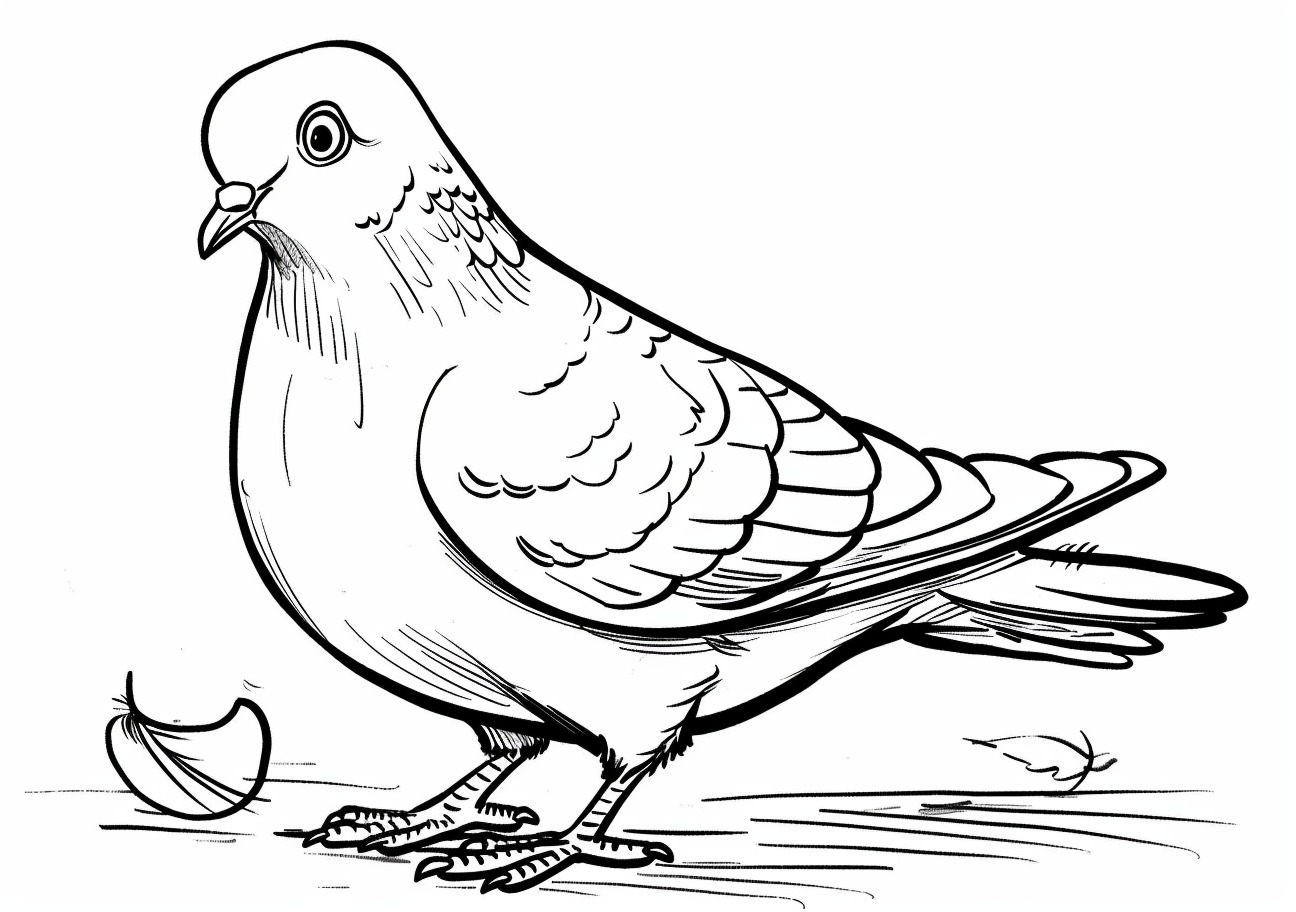 Birds Coloring Pages, Cartoon pigeot