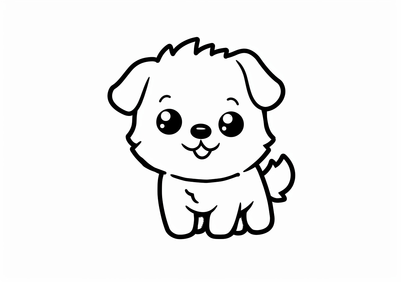 Cute dog Coloring Pages, Cute dog kawai style