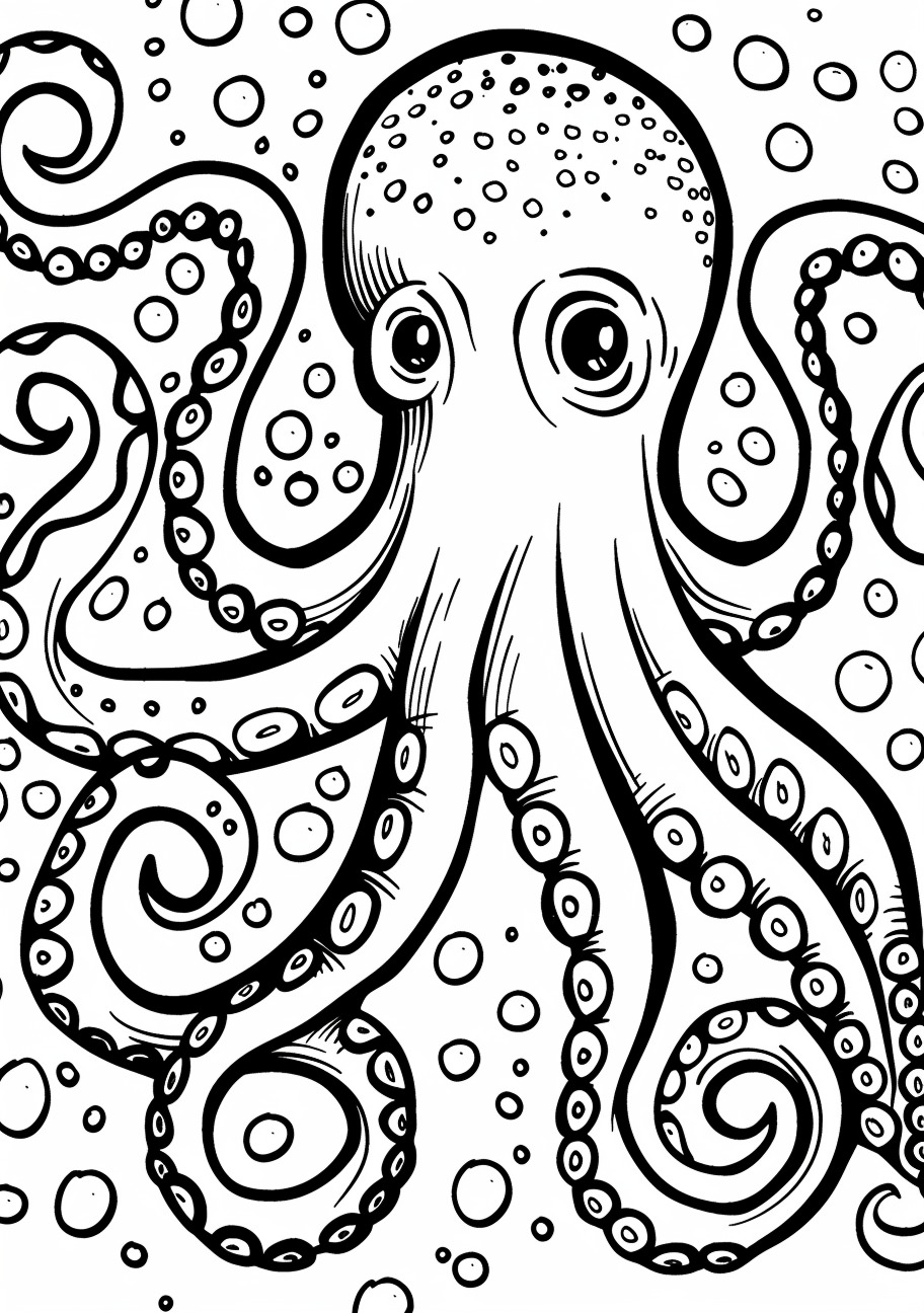 Aquatic Animals Coloring Pages, Octopus cartoon