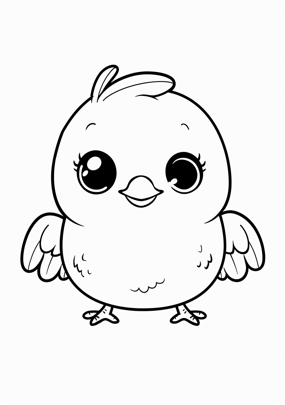 Baby chicks Coloring Pages, Kawaii baby chick