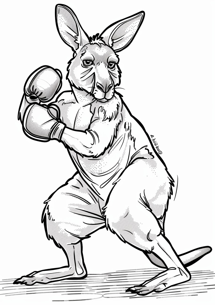 Kangaroo Coloring Pages, Kangaroo boxing