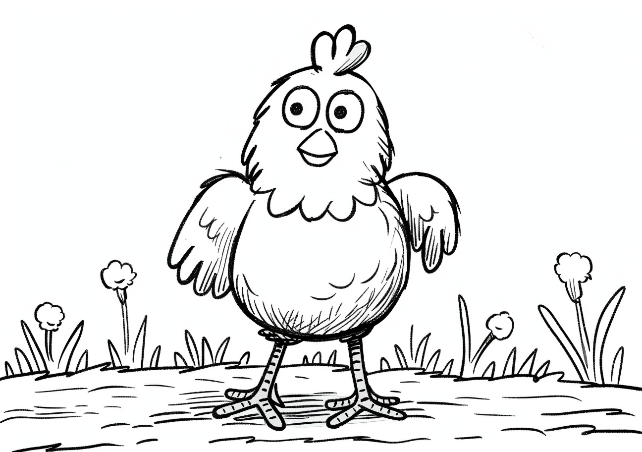 Chicken Coloring Pages, Cartoon chicken