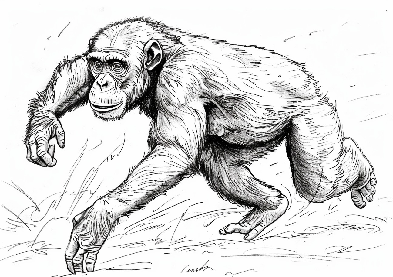 Chimpanzee Coloring Pages, Chimpanzee running