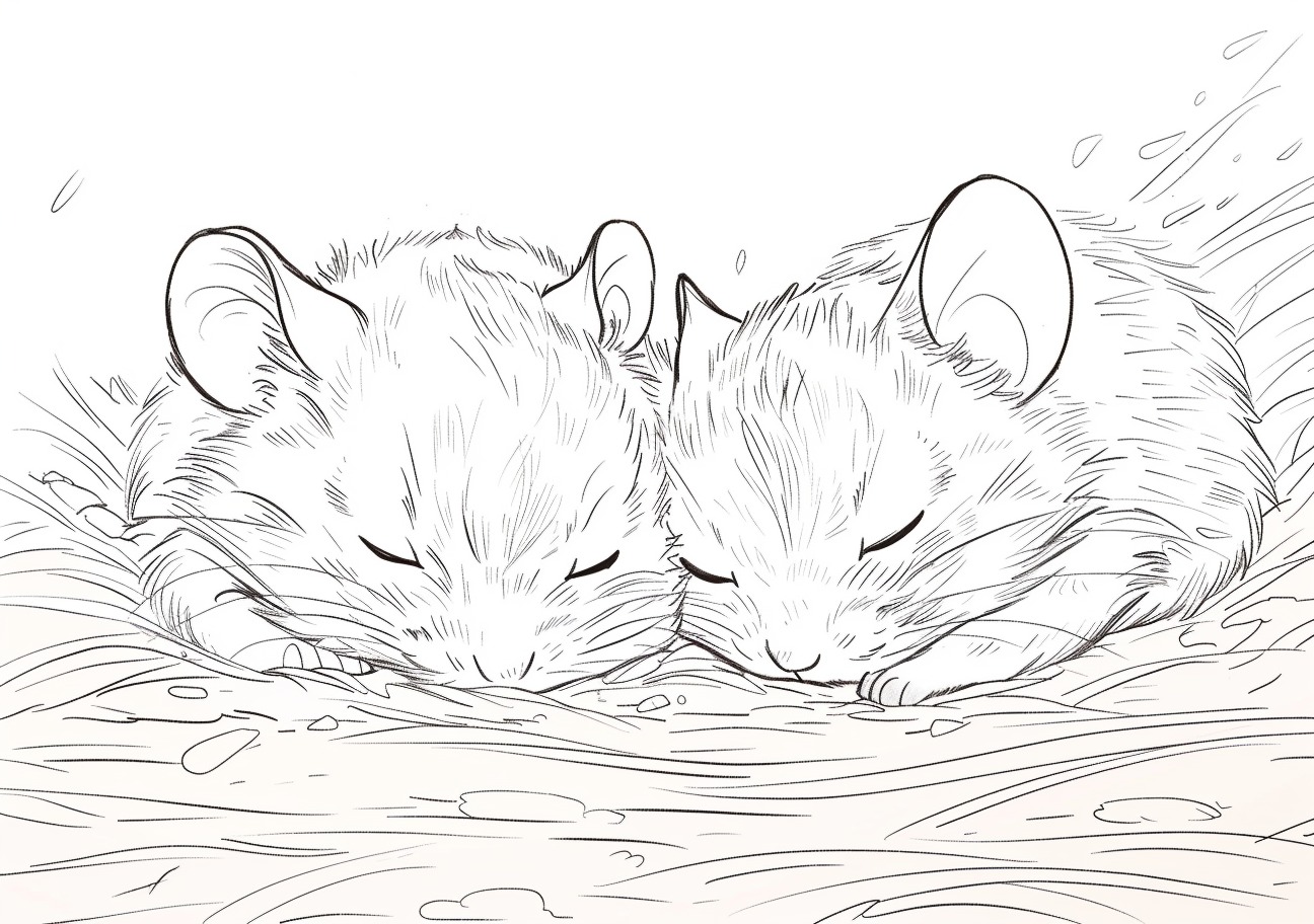 Mice Coloring Pages, Sleeping mice