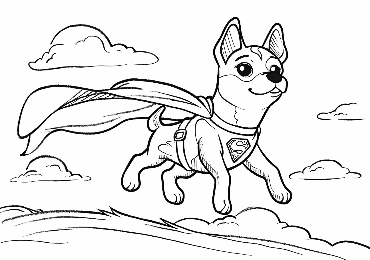 Cute dog Coloring Pages, Cute dog superman